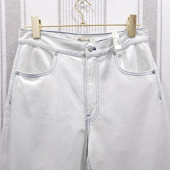 NEW MADEWELL Jeans Wide Leg Tapered Balloon Size 27 Light Cadiz Blue Structured - Picture 9 of 15